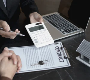 A calculator and a contract